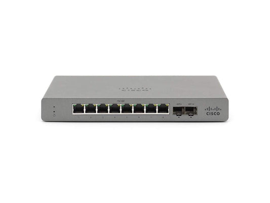 Cisco Meraki Go GS110-8 - Switch - Managed - 8 x 10/100/1000 + 2 x SFP (mini-GBIC) (uplink) - desktop, wall-mountable