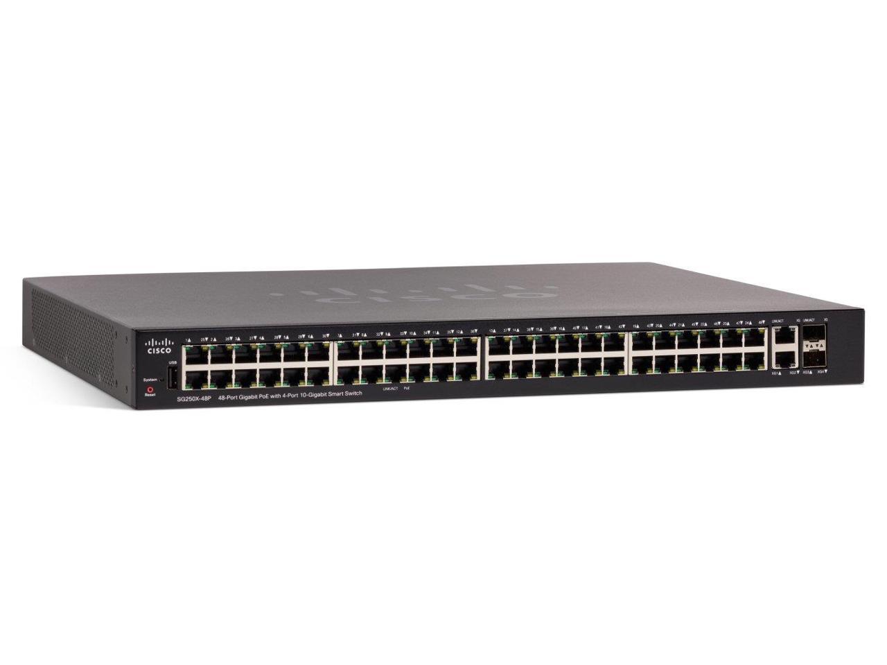 Cisco 250 Series SG250X-48P - Switch - L3 - smart - 48 x 10/100/1000 (PoE+) + 2 x 10 Gigabit Ethernet + 2 x 10 Gigabit S