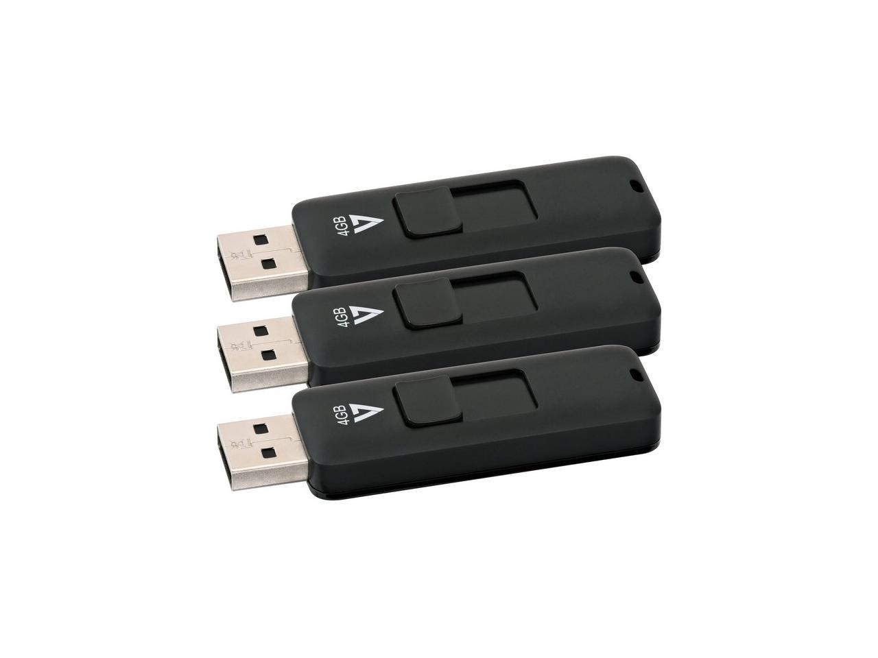 3PK 4GB FLASH DRIVE COMBO USB 2.0 BLACK RETRACT CONECT