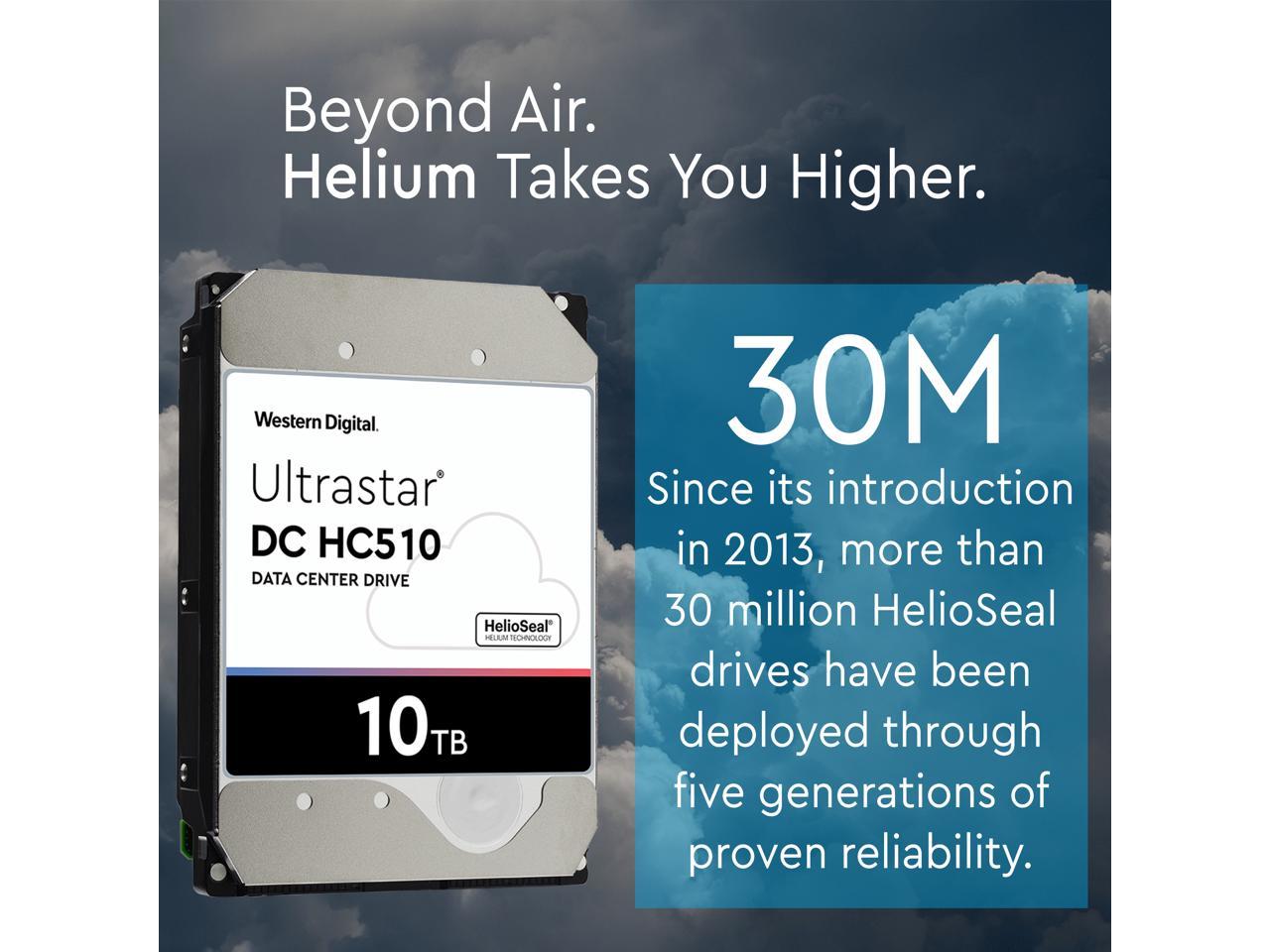 HGST/WD Ultrastar DC HC510/He10 HUH721010ALE604 10TB 7200 RPM 512e SATA 6Gb/s 3.5-Inch Enterprise HDD | Helioseal Power-Disable Hard Drive