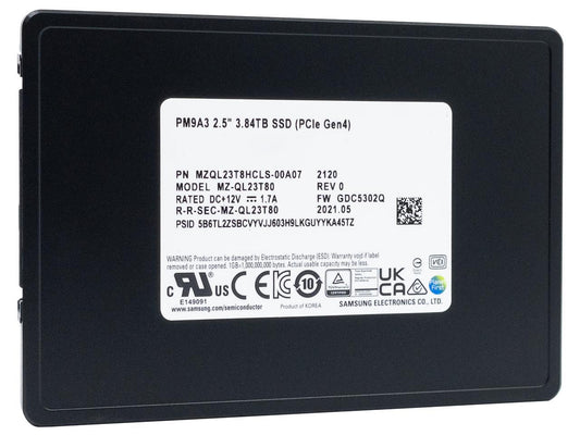 Samsung PM9A3 3.84TB PCIe Gen4 x4 NVMe U.2 Enterprise SSD MZQL23T8HCLS-00A07 (MZ-QL23T80)