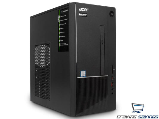 Acer Aspire TC Series Destop, Intel 6-Core i5-8400 Upto 4.0GHz, 16GB DDR4, 512GB SSD, DVD-RW, VGA, HDMI, USB, Card Reader, Wi-Fi, Bluetooth, Windows 10 Professional 64Bit