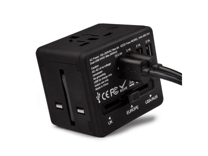 Veho TA-1 Travel Adapter | 4 Port USB Phone charger | All in One International World Plug Adapter | Covers US UK EU AU Asia Over 150 Countries