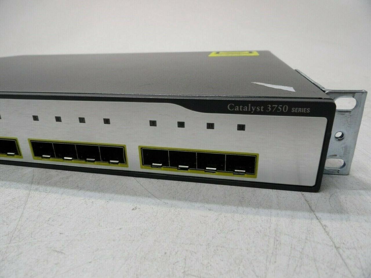 Cisco Catalyst 3750 WS-C3750G-12S-E 12 Port Gigabit Ethernet Switch and Rack Tab