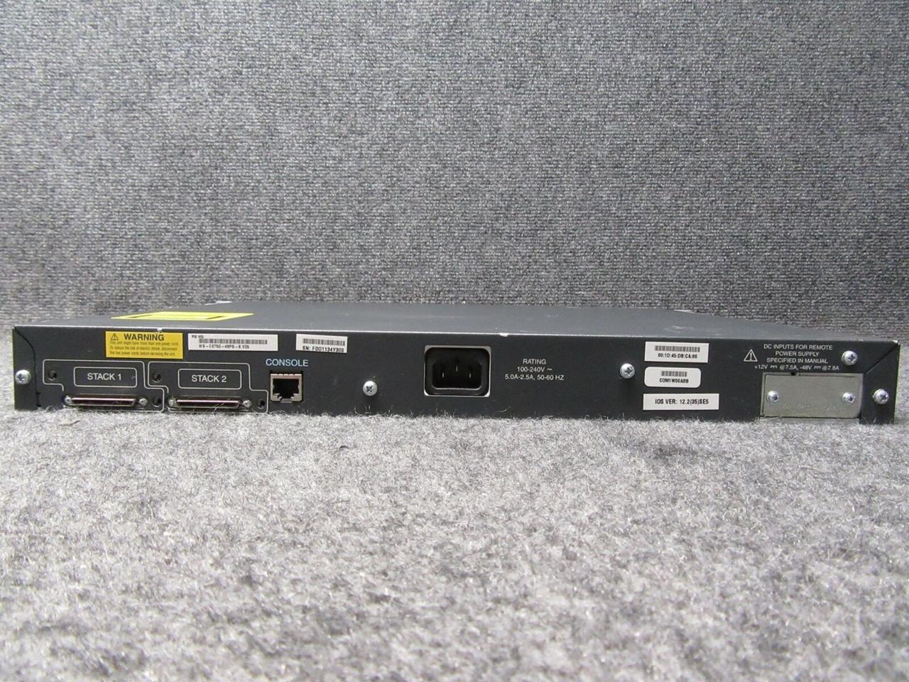 Cisco Catalyst 3750 Series PoE-48 Switch WS-C3750-48PS-S V05 *Tested*