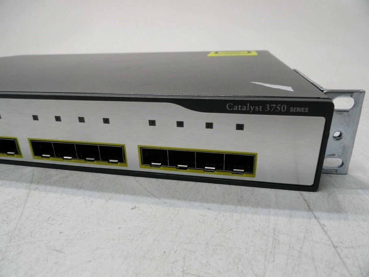 Cisco Catalyst 3750 WS-C3750G-12S-E 12 Port Gigabit Ethernet Switch and Rack Tab