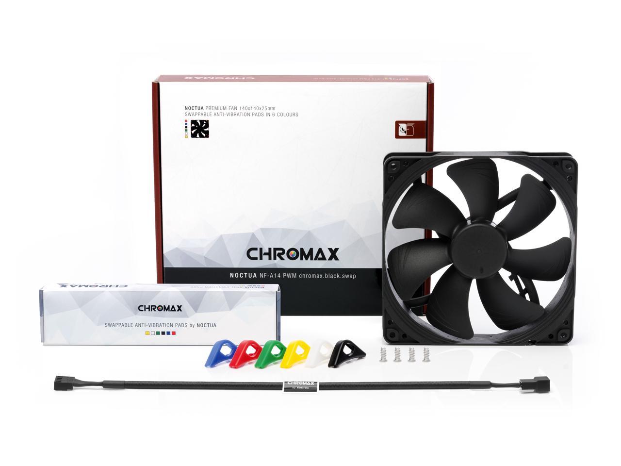 Noctua NF-A14 PWM chromax.black.swap, Premium Quiet Fan, 4-Pin (140mm, Black)