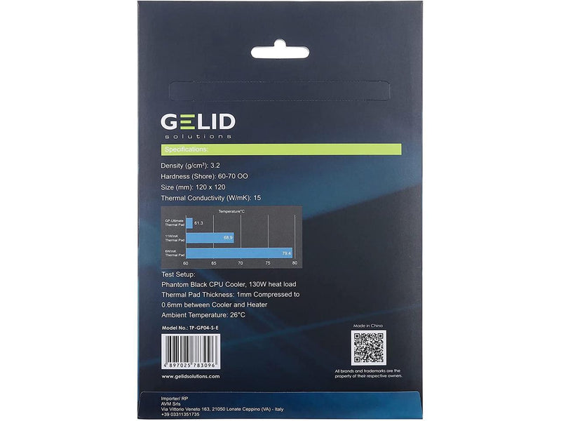 Gelid Solutions Ultimate GP-Ultimate-Thermal Pad 120x120x3.0mm. Excellent Heat Conduction, Ideal Gap Filler. - 1 Pack Model TP-GP04-S-E