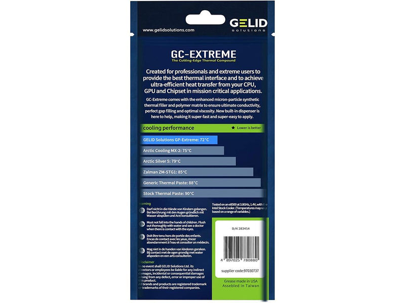 GELID GC-Extreme 1g with Tooling - Thermal Conductive Paste for Heatsink | Maximum Thermal Conductivity | Easy Application | Not Corrosive Model TC-GC-03-D