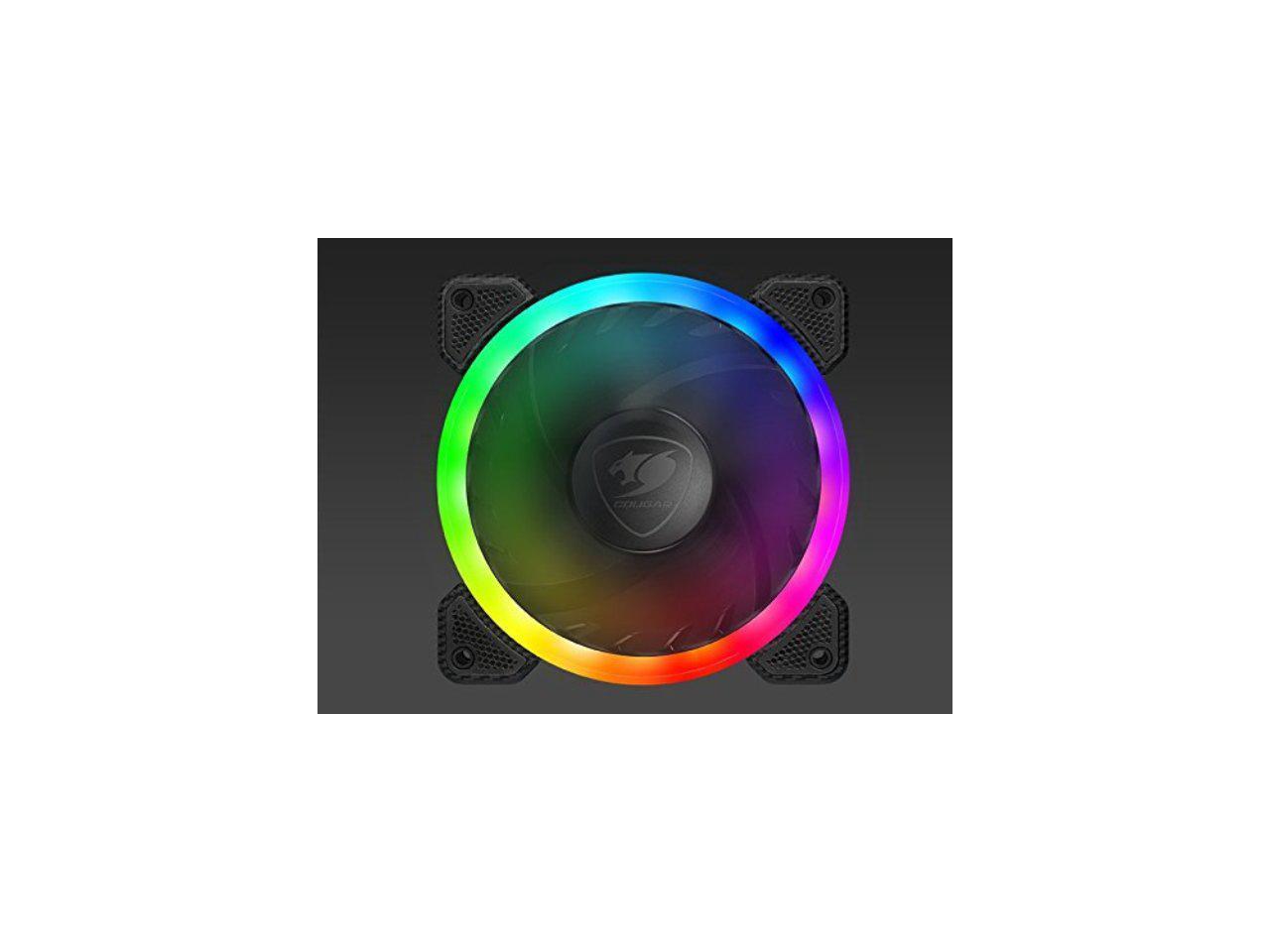 cougar hydraulic vortex rgb fcb 120 mm cooling fan with support for cougar core box