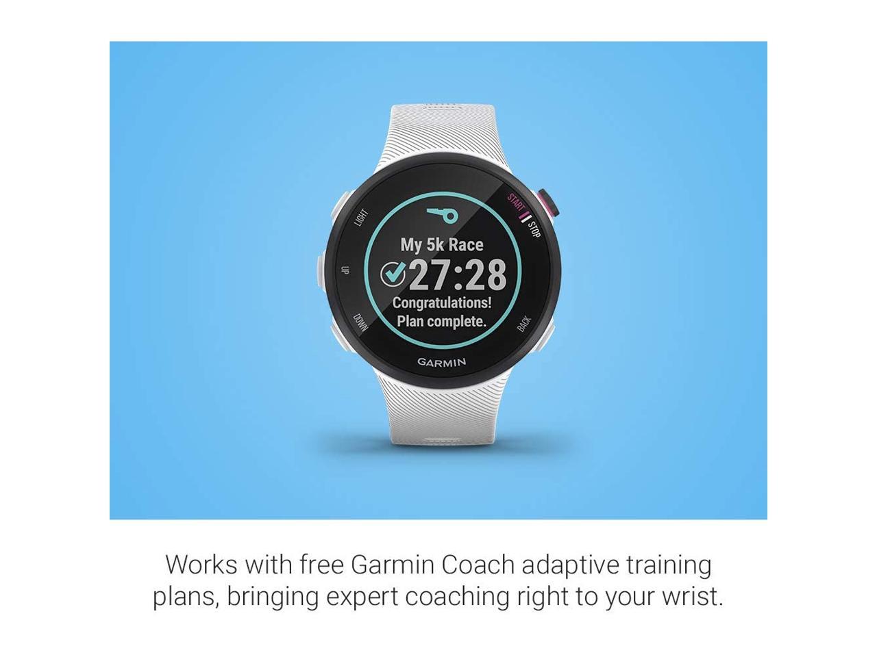 Garmin Forerunner 45 GPS Heart Rate Monitor Running Smartwatch (White- )