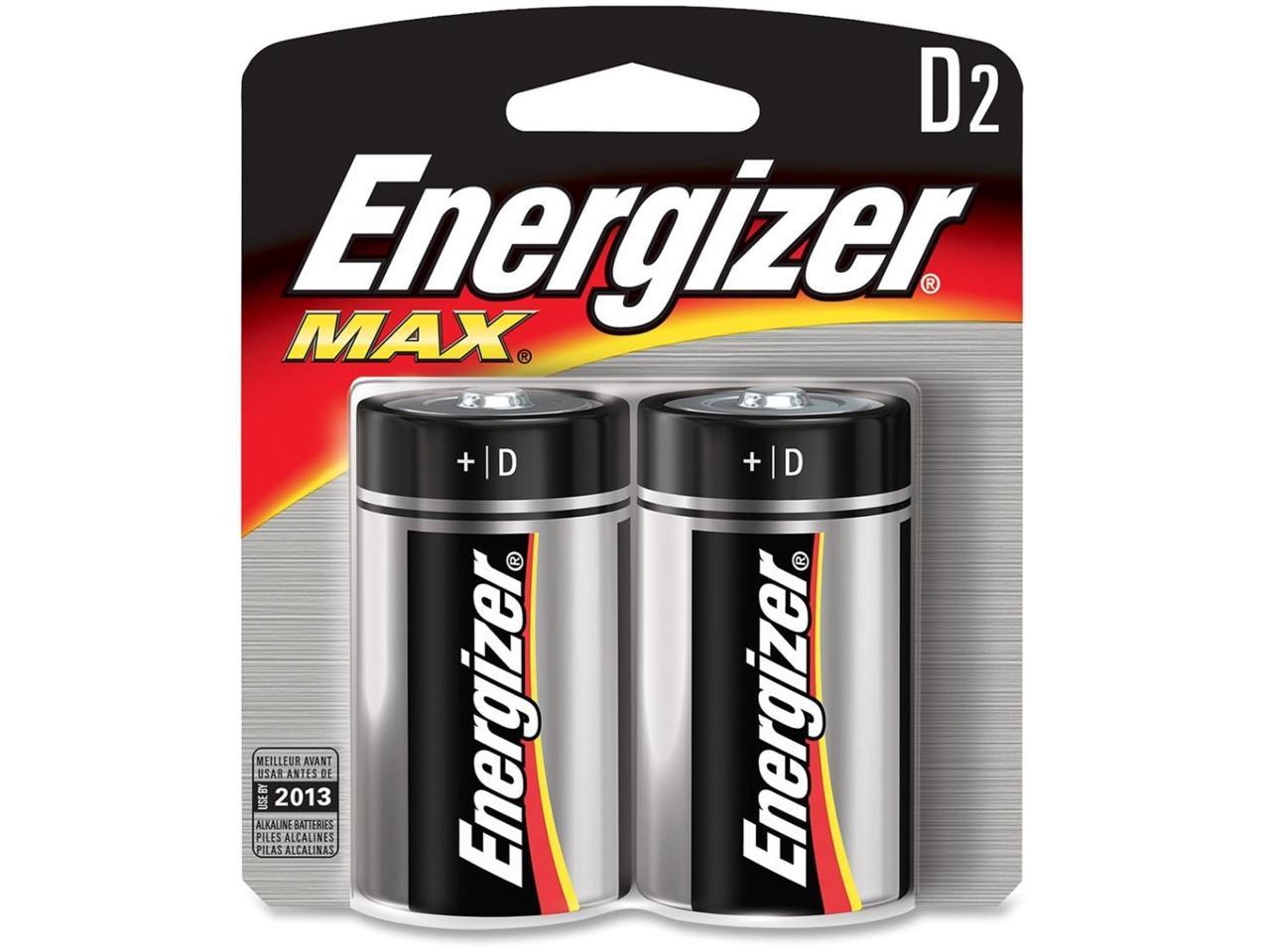 ENERGIZER Max 1.5V Size D Alkaline Battery, 2-pack