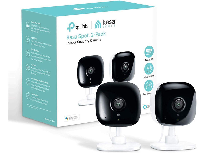 Kasa Smart (KC100P2) Spot Indoor Camera by TP-Link, 1080p HD Smart Home Security Camera with Night Vision, Motion Detection for Pet Baby Monitor, Works with Alexa Echo & Google Home