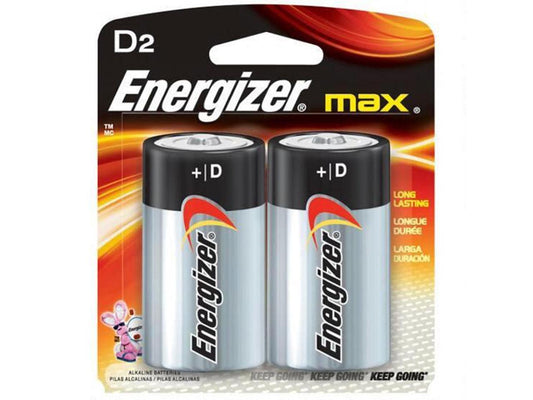 ENERGIZER Max 1.5V Size D Alkaline Battery, 2-pack