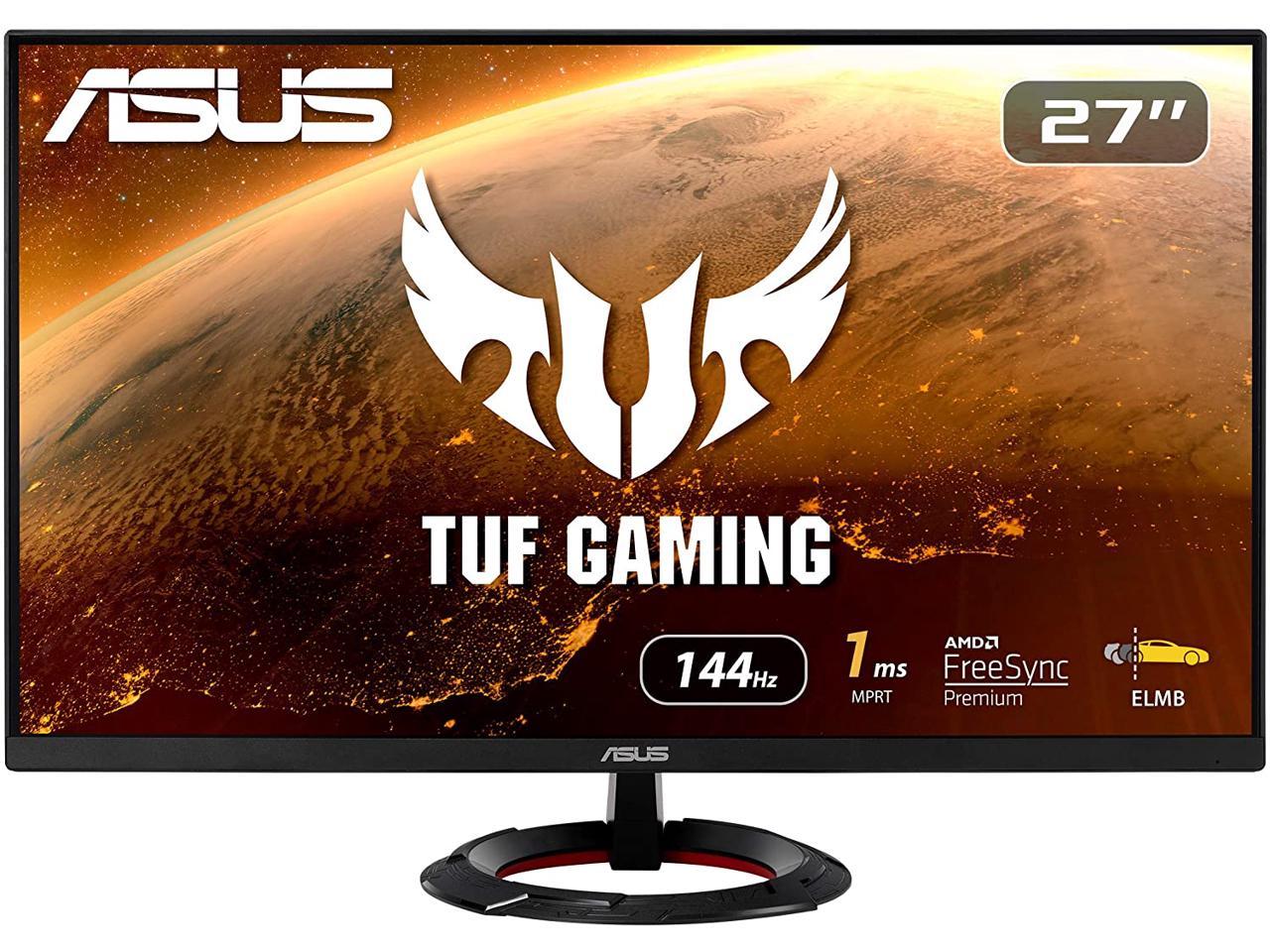 ASUS TUF Gaming 27â€? 1080P Monitor (VG279Q1R) - Full HD, IPS, 144Hz, 1ms, Extreme Low Motion Blur, Speaker, FreeSync™ Premium, Shadow Boost, VESA Mountable, DisplayPort, HDMI, Tilt Adjustable