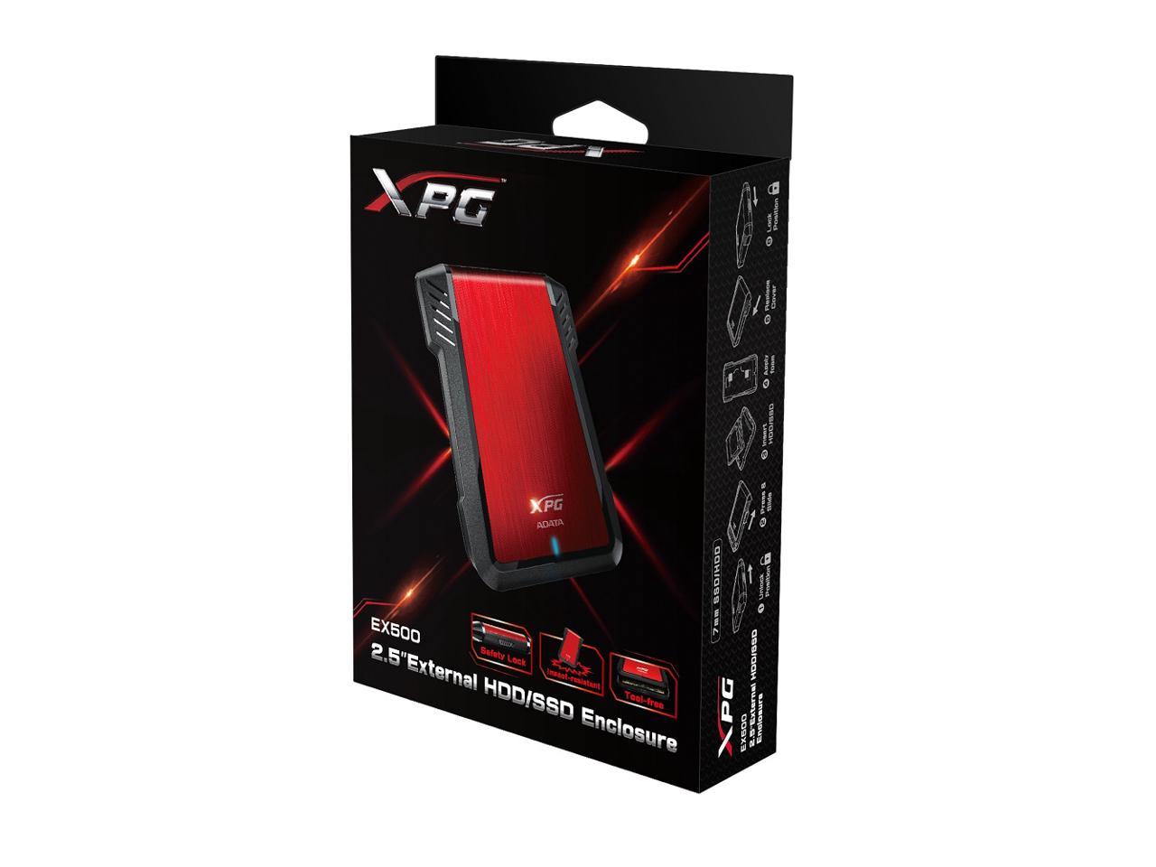 ADATA XPG EX500 - Storage enclosure - 2.5" - SATA 6Gb/s - 600 MBps - USB 3.1 - red