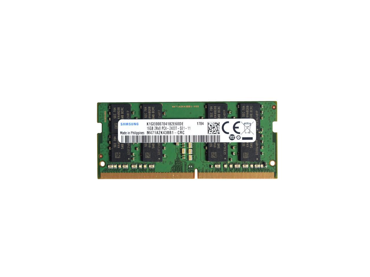 M471A2K43BB1-CRC Samsung 16GB PC4-19200 DDR4-2400MHz non-ECC Unbuffered CL17 260-Pin SoDimm 1.2V Dual Rank Memory Module