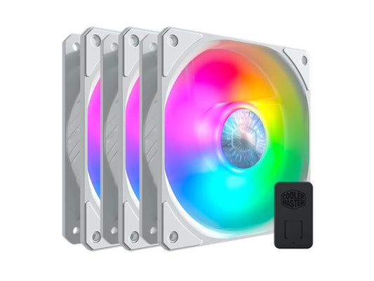 Cooler Master SickleFlow 120 V2 Addressable RGB Fan (White Edition, 3 in 1 with ARGB LED Controller) - 120mm Square Frame Fan, Air Balance Curve Blade Design, PWM Control for PC Case & Liquid Radiator