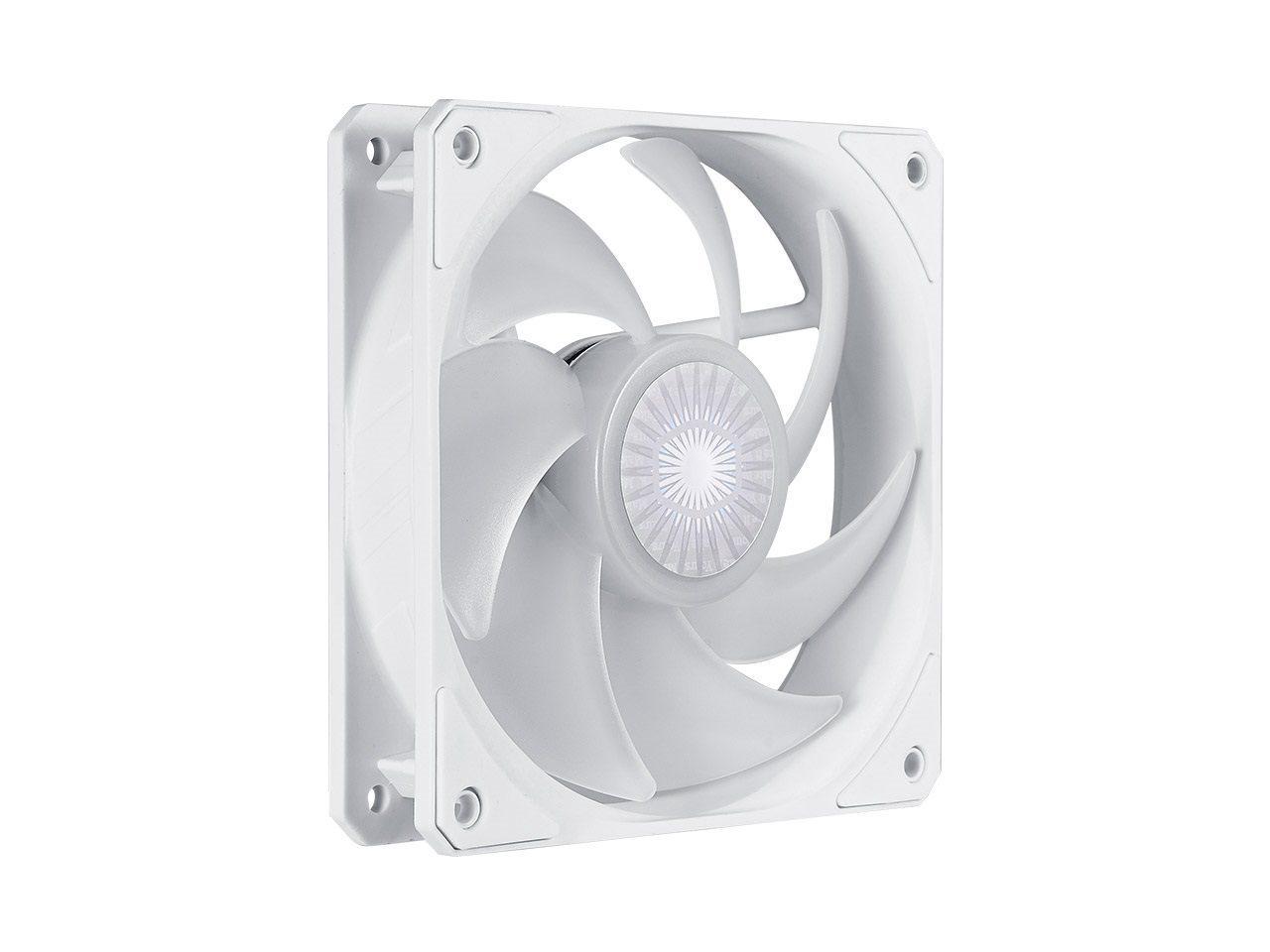 Cooler Master SickleFlow 120 V2 Addressable RGB Fan (White Edition, 3 in 1 with ARGB LED Controller) - 120mm Square Frame Fan, Air Balance Curve Blade Design, PWM Control for PC Case & Liquid Radiator