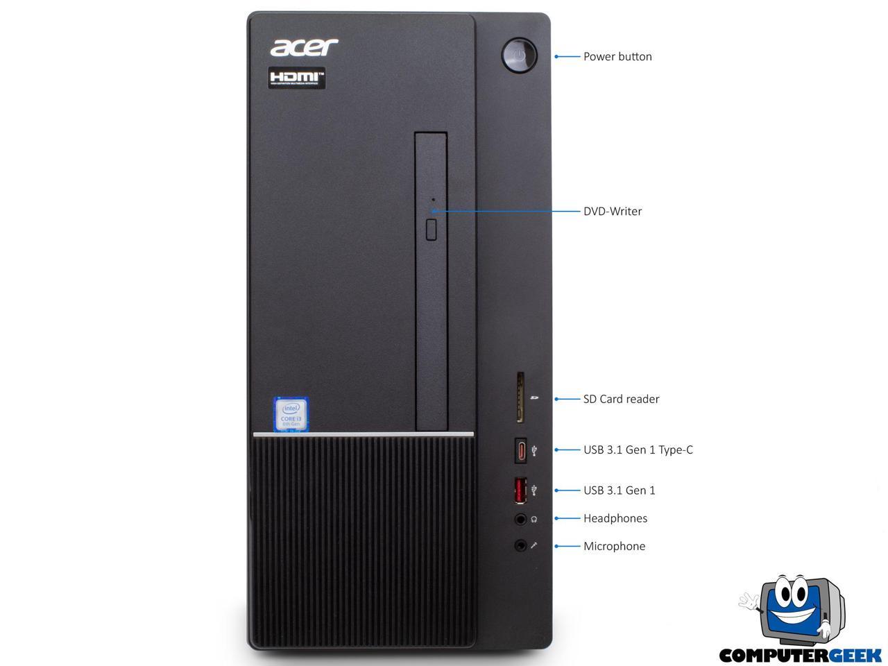 Acer Aspire TC Series Destop, Intel 6-Core i5-8400 Upto 4.0GHz, 16GB DDR4, 128GB SSD, DVD-RW, VGA, HDMI, USB, Card Reader, Wi-Fi, Bluetooth, Windows 10 Home 64Bit