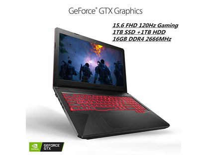 New ASUS TUF Powerful Gaming Laptop(16G High-frequency Memory/1TB SSD M.2+1TB HDD) |15.6 FHD Widescreen|Intel Six-Core i7-8750H | NVIDIA GeForce GTX 1060-6GB| HyperCool Tech |Backlit KB | Windows 10