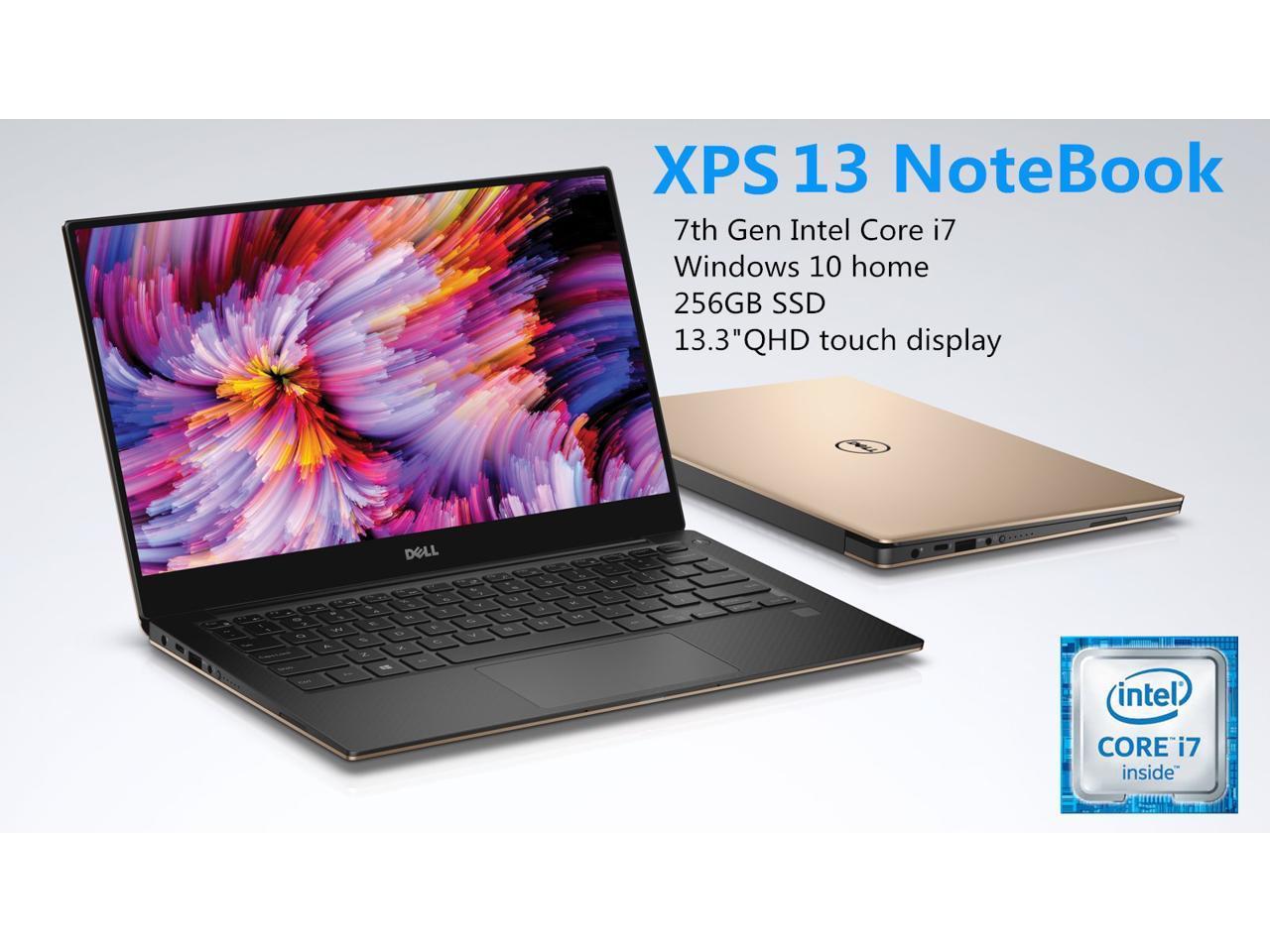 Dell XPS 13.3" Business QHD 3200 x 1800 InfinityEdge IPS Touchscreen Laptop | Intel Core i7-7500U | 8GB LPDDR3 | 256GB M.2 SSD | Backlit keyboard | Thunderbolt 3 | Win10 | Gold
