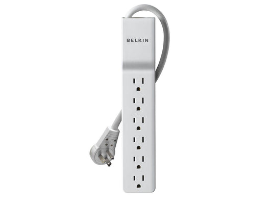 Electronics Belkin 6-Outlet Slimline Power Strip Surge Protector with 6-Foot Power Cord and Rotating Plug, 720 Joules (BE106001-06R)