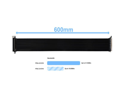 LIAN LI Premium PCI-E 16X 4.0 Black Extender Riser Cable 600 mm , Black Color ---PW-PCI-4-60X