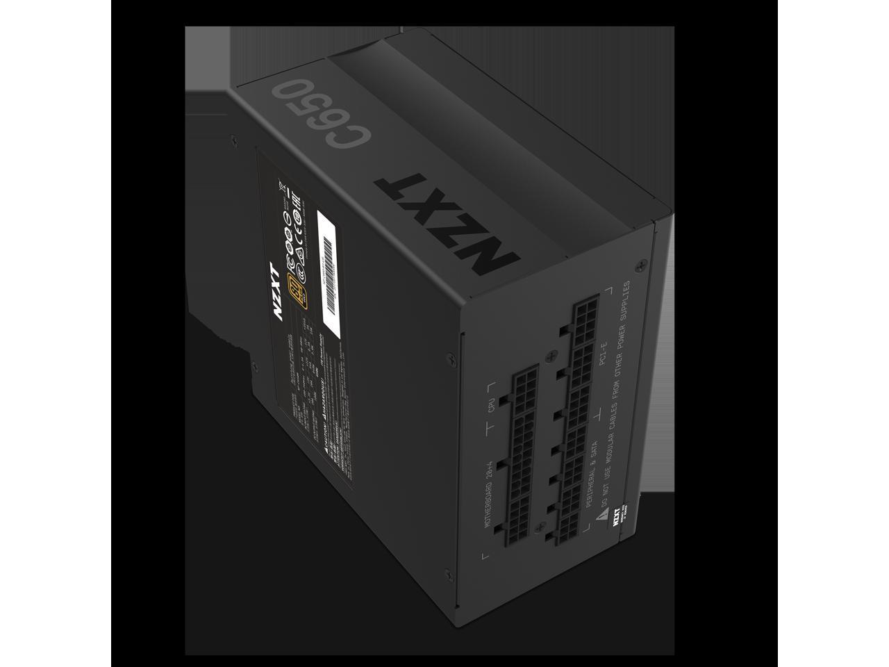 NZXT C650 NP-C650M 650 Watt PSU 80+ Gold Certified Hybrid Silent Fan Control Fluid Dynamic Bearings Modular Design Sleeved Cables ATX Gaming Power Supply, 10 Year Warranty
