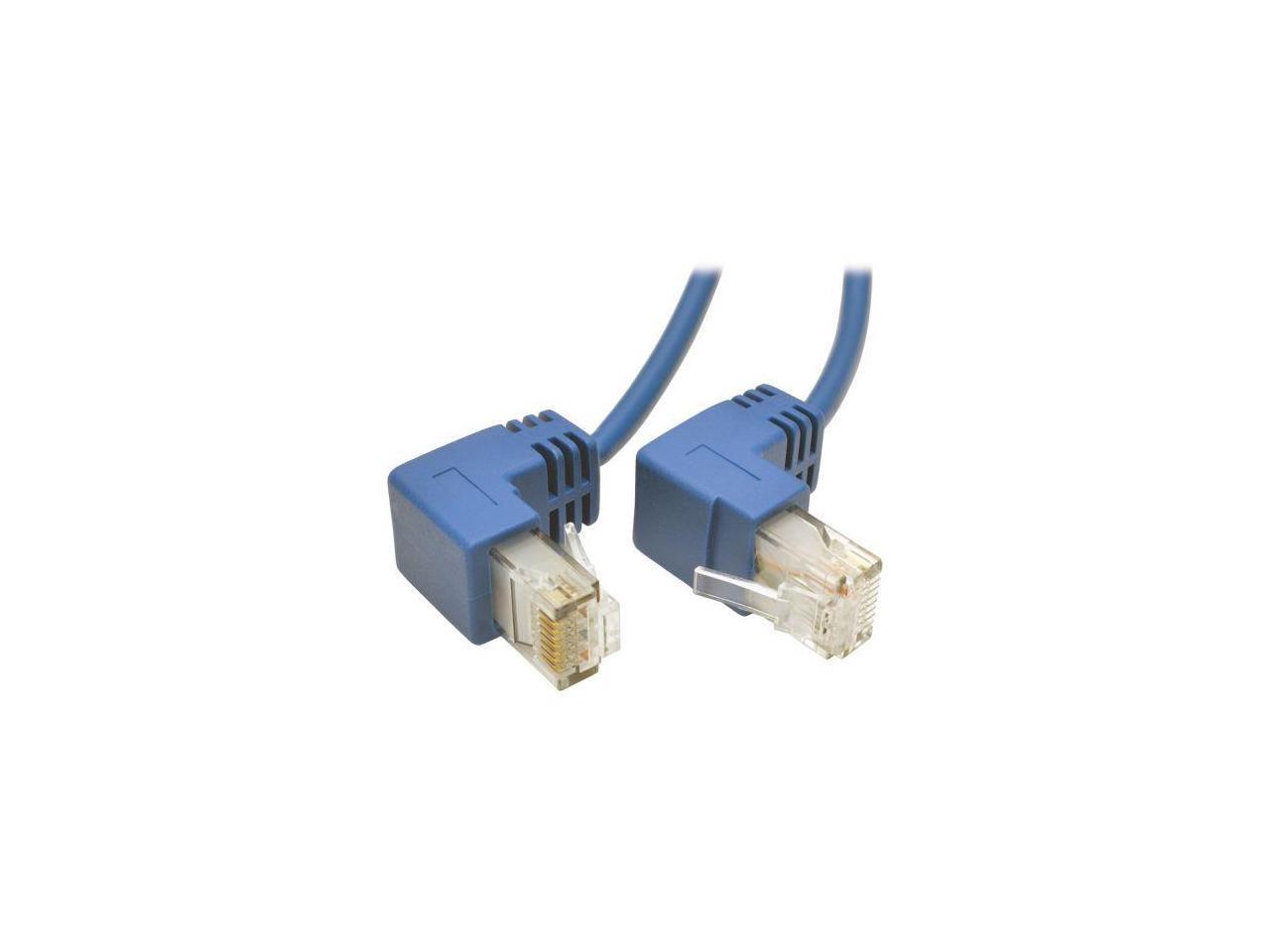 Tripp Lite Cat6 Gigabit Snagless Molded Slim UTP Patch Cable with Right-Angle Connectors (RJ45 M/M), Blue, 1 ft. (N201-SR1-BL)