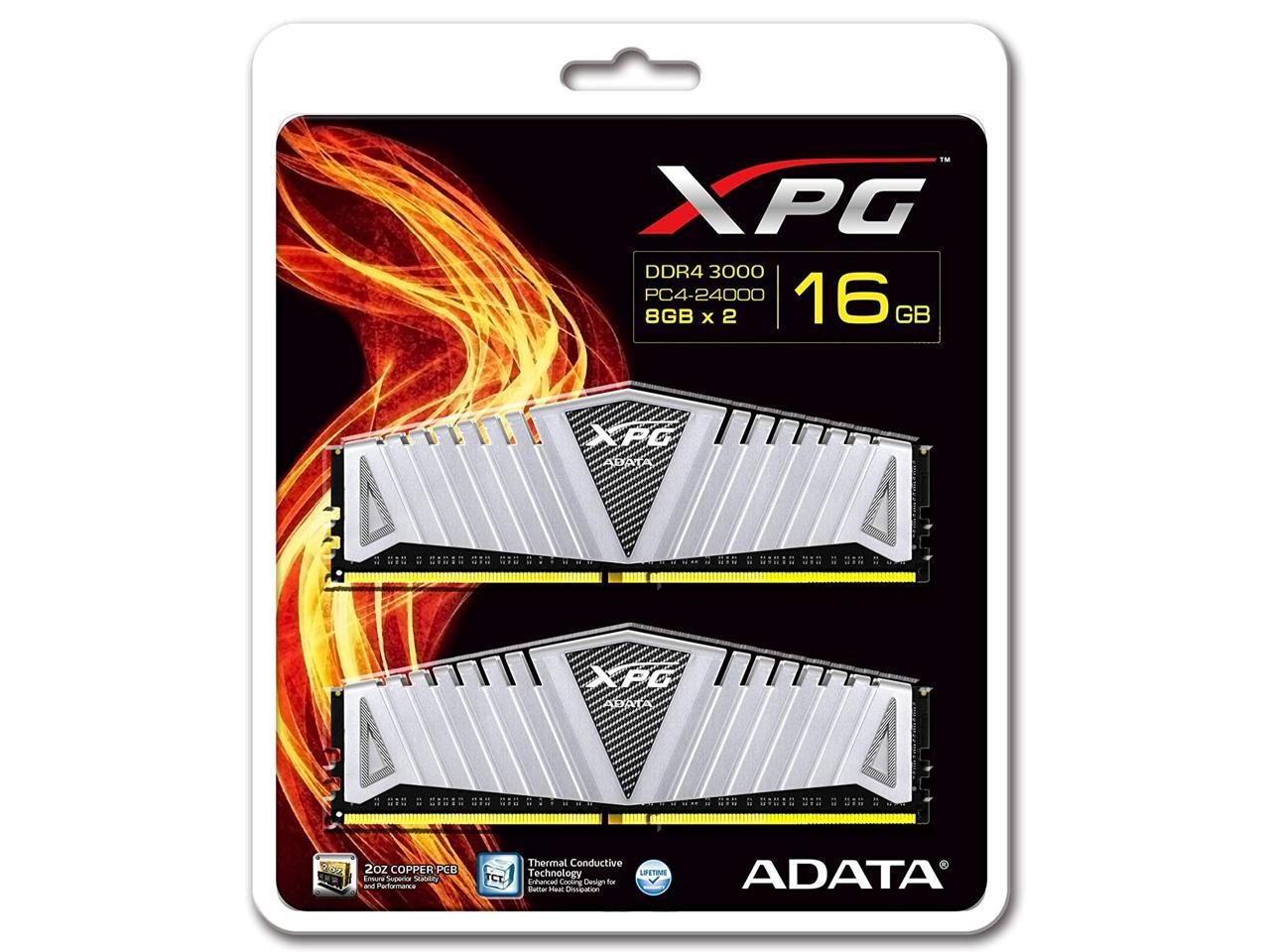 XPG Z1 Desktop Memory: 16GB (2x8GB) DDR4 3000MHz CL16 Sliver