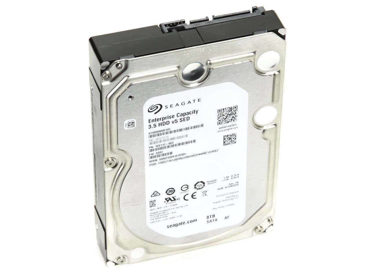 Seagate Enterprise Capacity 3.5'' HDD 8TB 7200 RPM 512e SATA 6Gb/s 256MB Cache Secure Model Internal Hard Drive ST8000NM0105