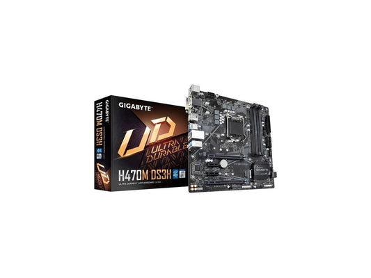 GIGABYTE H470M DS3H LGA 1200 Intel H470 Micro-ATX Motherboard with Dual M.2, SATA 6Gb/s, USB 3.2 Gen 1