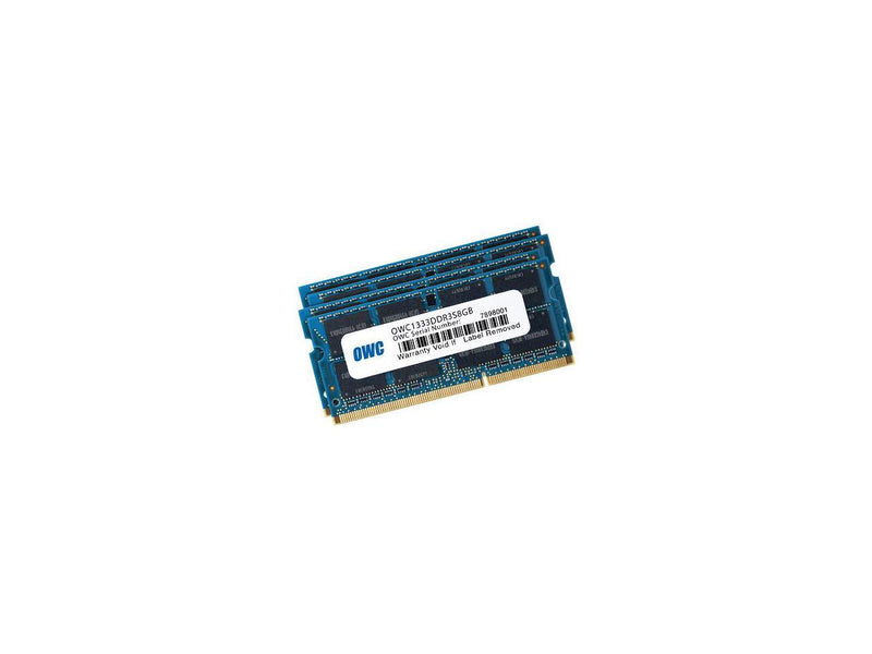 OWC 32GB ( 4x8GB ) PC3-10600 DDR3 1333MHz SODIMM 204 Pin Memory Upgrade kit For Mid 2010/2011 27" iMac Core i5 and Core i7 models & Mid 2011 21.5" iMac models. Model OWC1333DDR3S32S