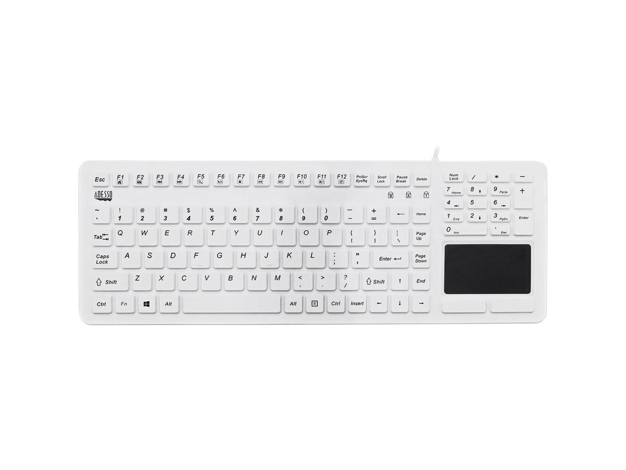 Adesso AKB-270UW SlimTouch Antimicrobial Waterproof USB Compact size Touchpad keyboard, 15.50" x 5.50" x 0.43", great for hospital medical usage. (White)