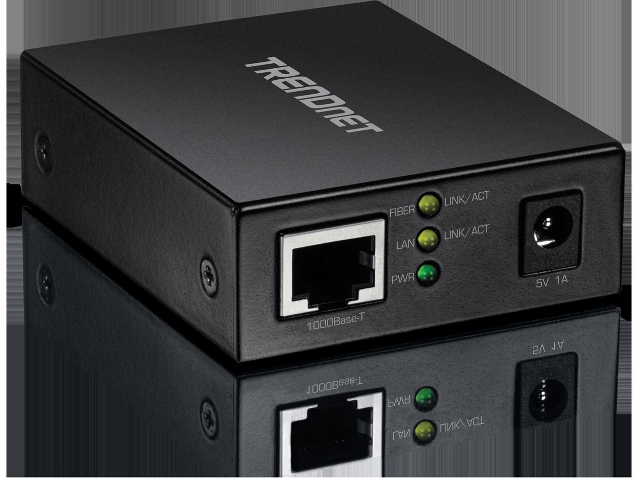 TRENDnet 1000BASE-T to SFP Fiber Media Converter, Gigabit Ethernet to SFP Media Converter, 4Gbps Switching Capacity, TFC-GSFP