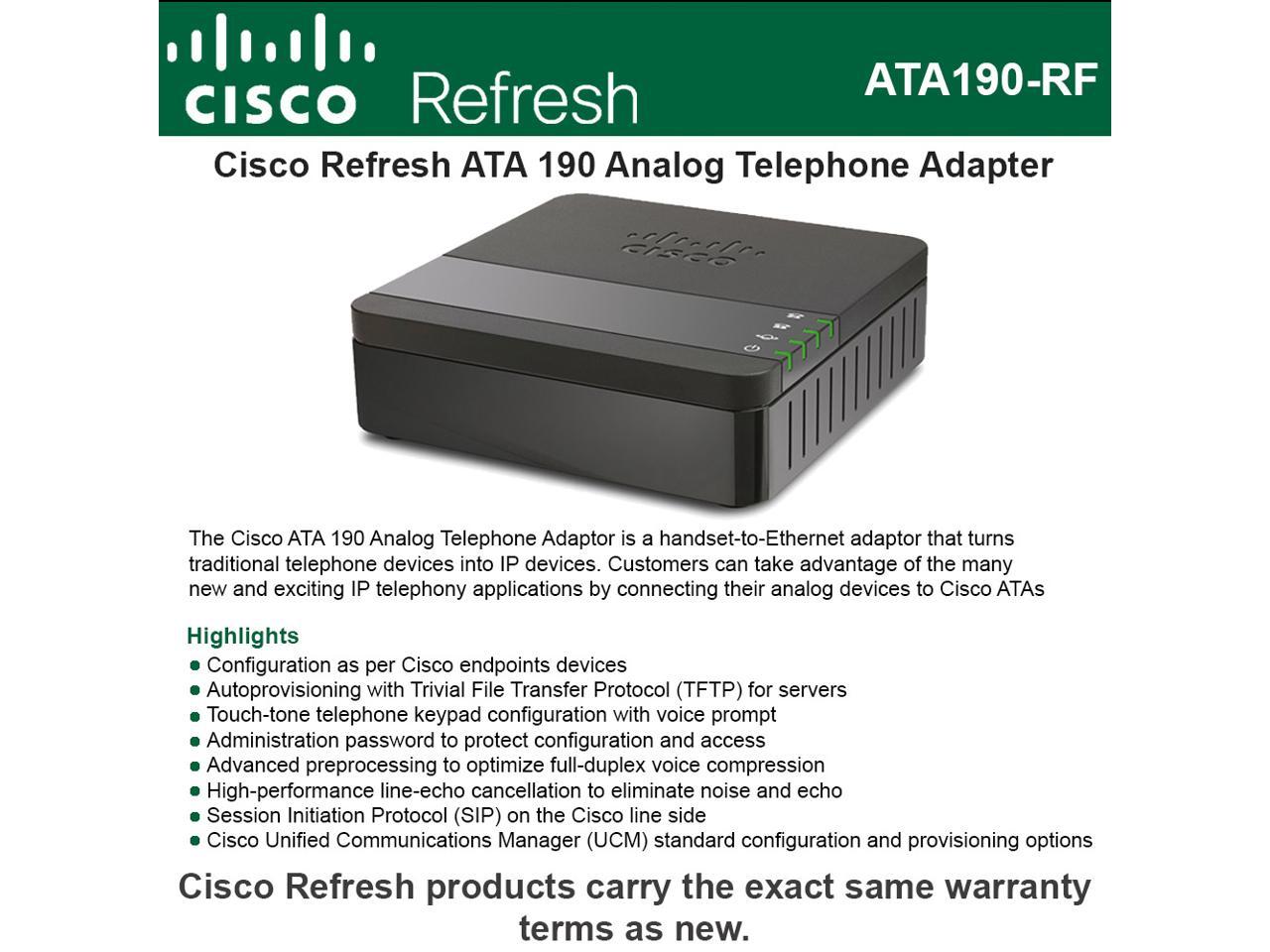 Cisco ATA190 UC 2 Port Analog Telephone Adapter