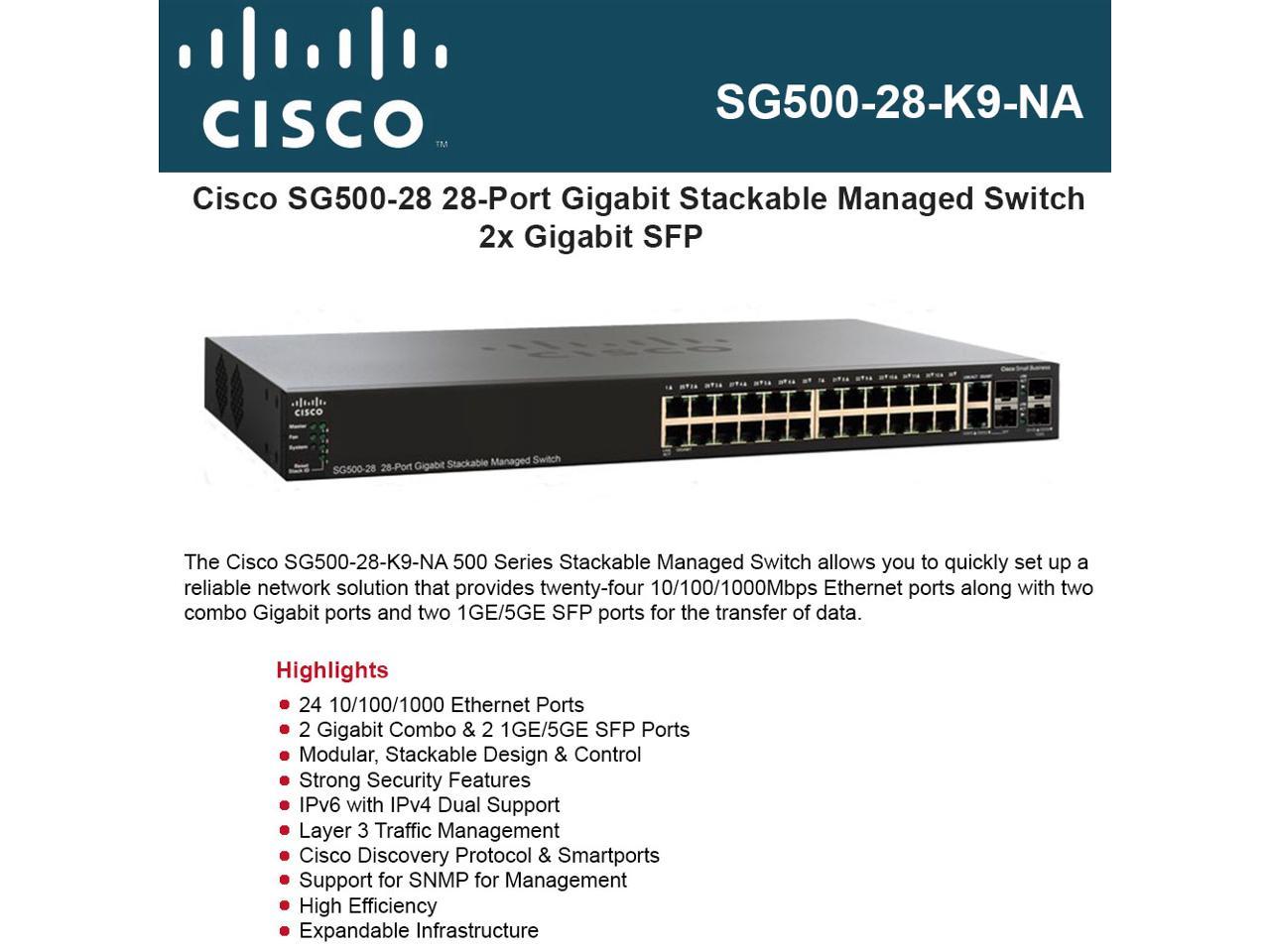 Cisco Small Business Sg500-28 - Switch - 28 Ports - Managed - Rack-Mountable - SG500-28-K9-NA