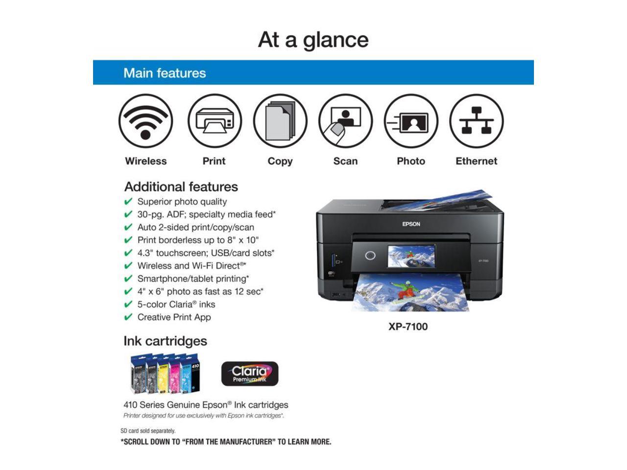Epson XP-7100 Expression Premium Wireless Color Photo Printer Black