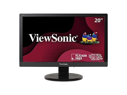 viewsonic va2055sm 20in 1080p led monitor dvi, vga (renewed)