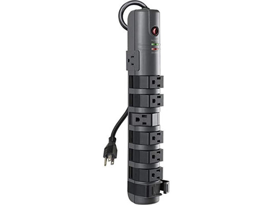 power management-belkin 8-outlet pivot-plug surge protector with telephone protection