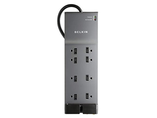 belkin 8-outlet home and office power strip surge protector with 6-foot power cord and phone/coaxial protection, 3550 joules (b
