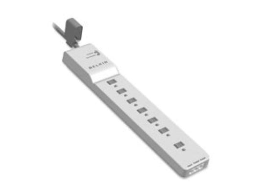 surge protector, 2320 joules, 7 outlets, 12' cord, white, sold as 1 each