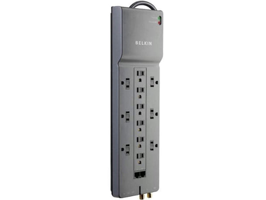 belkin be112234-10 12-outlet 8-foot 3996 joules home/office surge protector w/ phone,ethernet,coaxial protection&extended cord