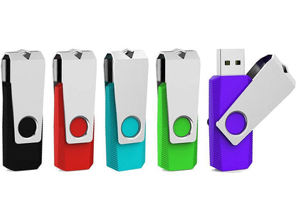 5 Pack 64GB USB Flash Drive 64 GB USB 3.0 Thumb Drive Memory Stick Zip Drives 64GB (5 Mixed Colors: Black Red Cyan Green Purple)