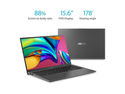ASUS VivoBook 15.6" Thin and Light Customized Laptop | AMD Ryzen 3 3200U | 4GB RAM 256GB SSD | Full HD | Backlit Keyboard | Fingerprint | HDMI | Windows 10 Grey
