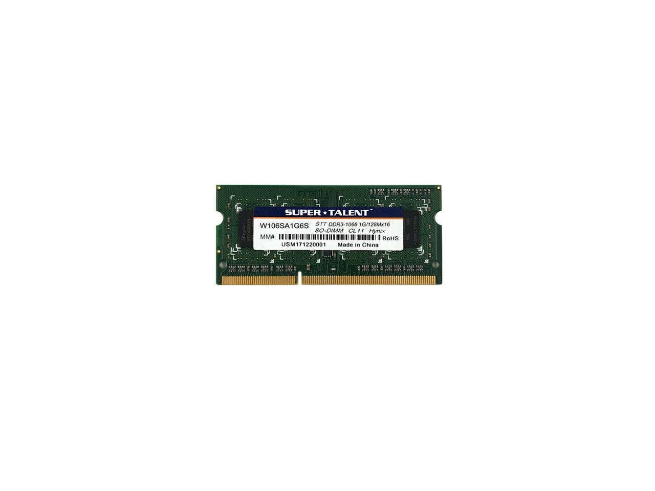 Super Talent 1GB DDR3 SODIMM 1066MHz PC3-8500 Notebook Memory