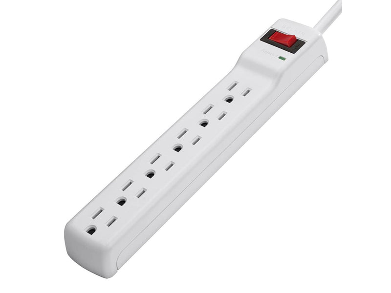 Belkin 6-Outlet Power Strip Surge Protector with 3-Foot Power Cord, 300 Joules (F5C047),White