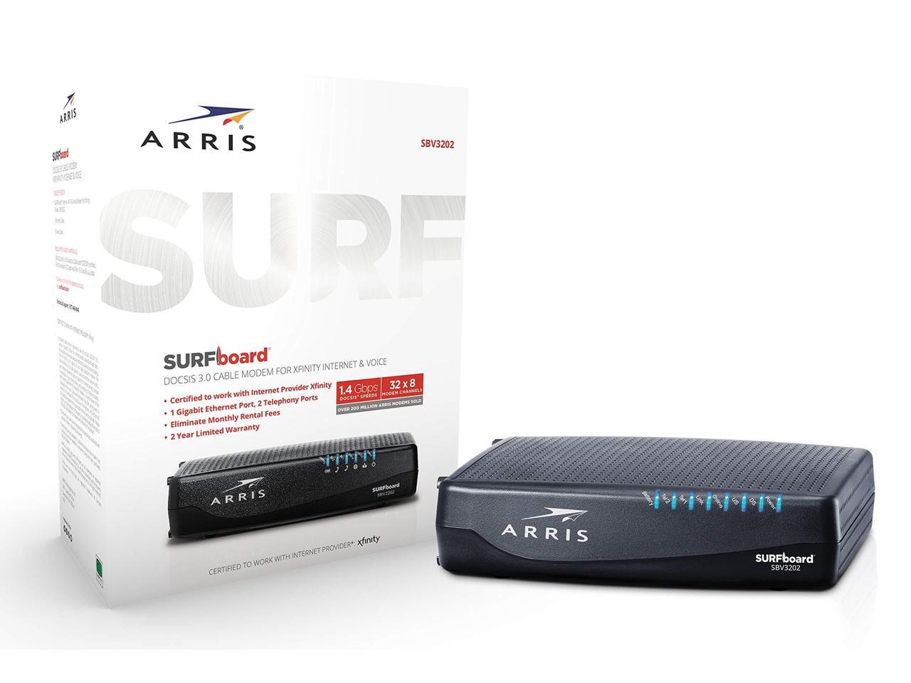 ARRIS Surfboard (32x8) Docsis 3.0 Cable Modem for Xfinity Internet & Voice (Model SBV3202)