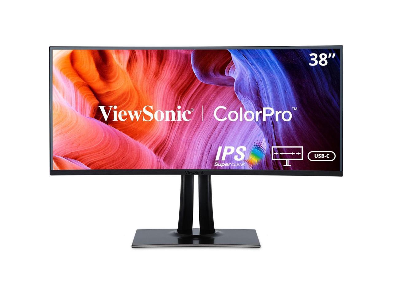 ViewSonic VP3881A 38 Inch IPS WQHD+ Curved Ultrawide Monitor with ColorPro 100% sRGB Rec 709, Eye Care, HDR10 Support, USB C, HDMI, USB, DisplayPort for Professional Home and Office